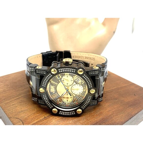 JBW Men's Watch JB-6215-10B 10 YR Anniversary Phantom 1.96ctw Diamond Quartz - Picture 9 of 15